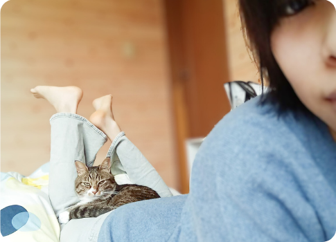 猫と過ごす様子